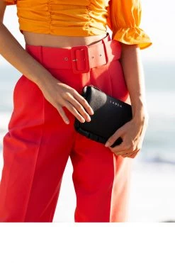 SABEN Bags The Edit Frilly Tilly Multi Pocket Black Leather Clutch