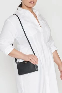 SABEN Bags Support Local Tilly Multi Pocket Black Leather Crossbody Clutch