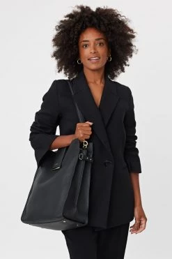 SABEN Bags Babette Black Leather Shoulder Tote Bag