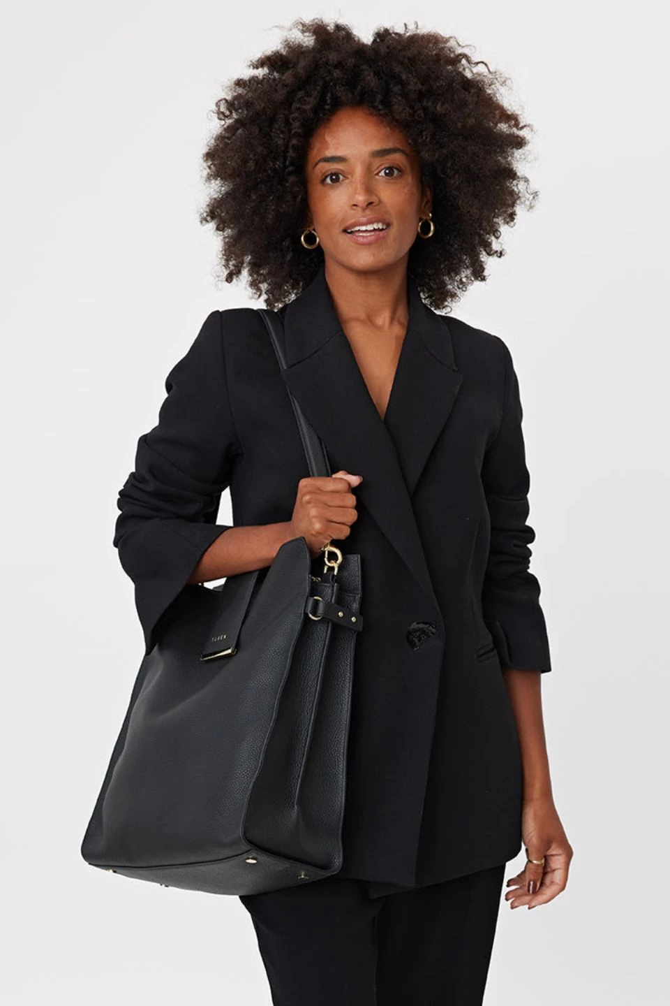 SABEN Bags Babette Black Leather Shoulder Tote Bag