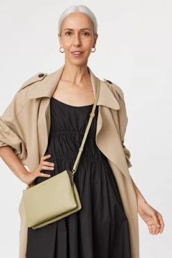 SABEN Bags Get The Look Tilly's Big Sis Crossbody Tussock Pale Green Leather Large Clutch