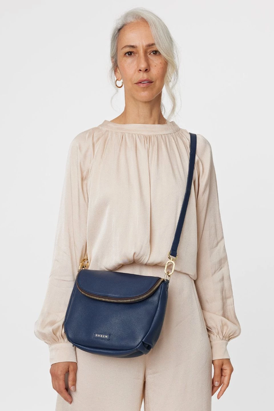SABEN Bags Support Local Fifi Navy Leather Shoulder Bag