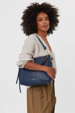 SABEN Bags Support Local Frankie Fold Over Navy Shoulder Bag