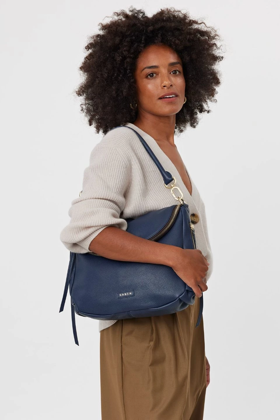 SABEN Bags Support Local Frankie Fold Over Navy Shoulder Bag