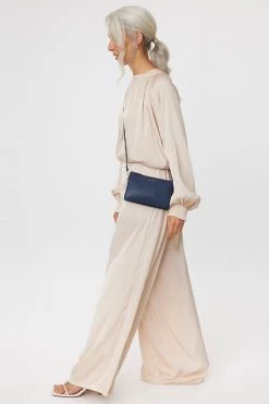 SABEN Bags Tilly Multi Pocket Navy Leather Crossbody Clutch Support Local