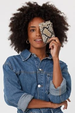 SABEN Bags Winona Card Holder Brown Python Leather Support Local