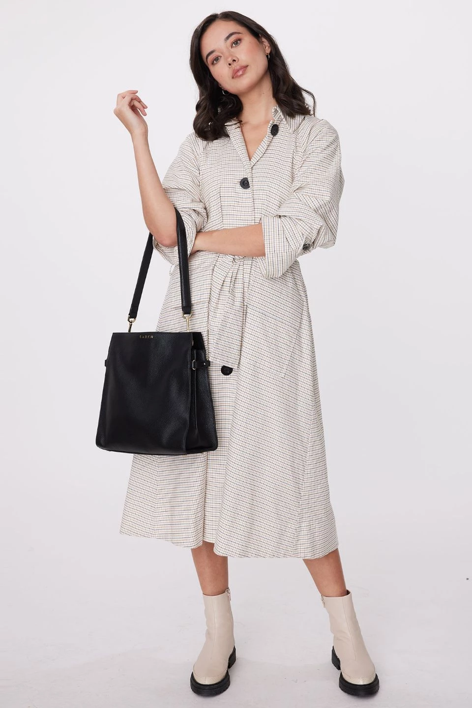 SABEN Bags Beatrice Black Leather Square Tote Bag Support Local