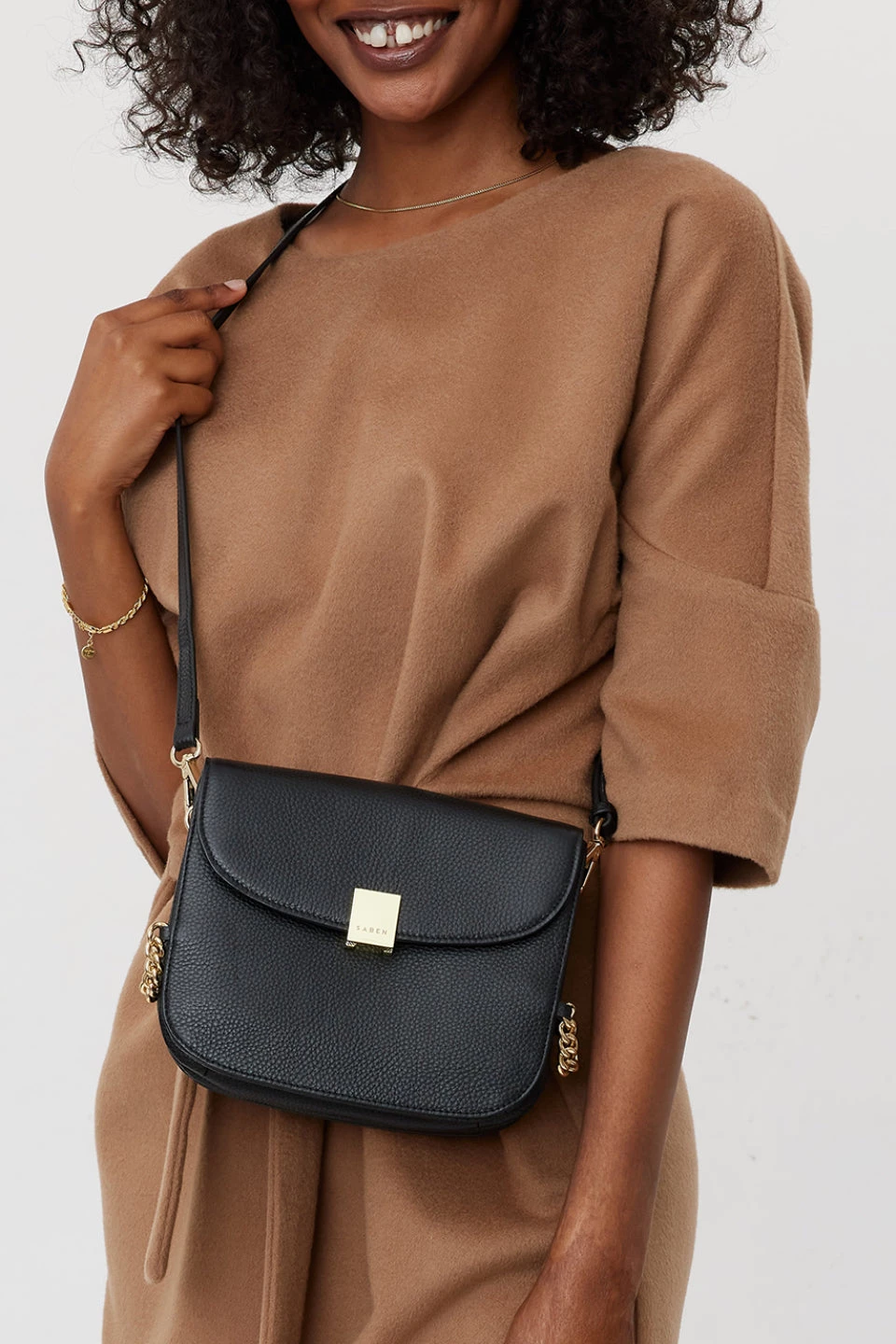 SABEN Bags Blaise Black Leather Crossbody Bag