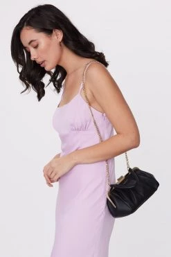 SABEN Bags Gigi Black Leather Vintage Small Frame Bag With Gold Clasp Event-wear Edit