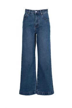 Among The Brave Sail Away Mid Blue Front Pocket Wide Leg Denim Jean