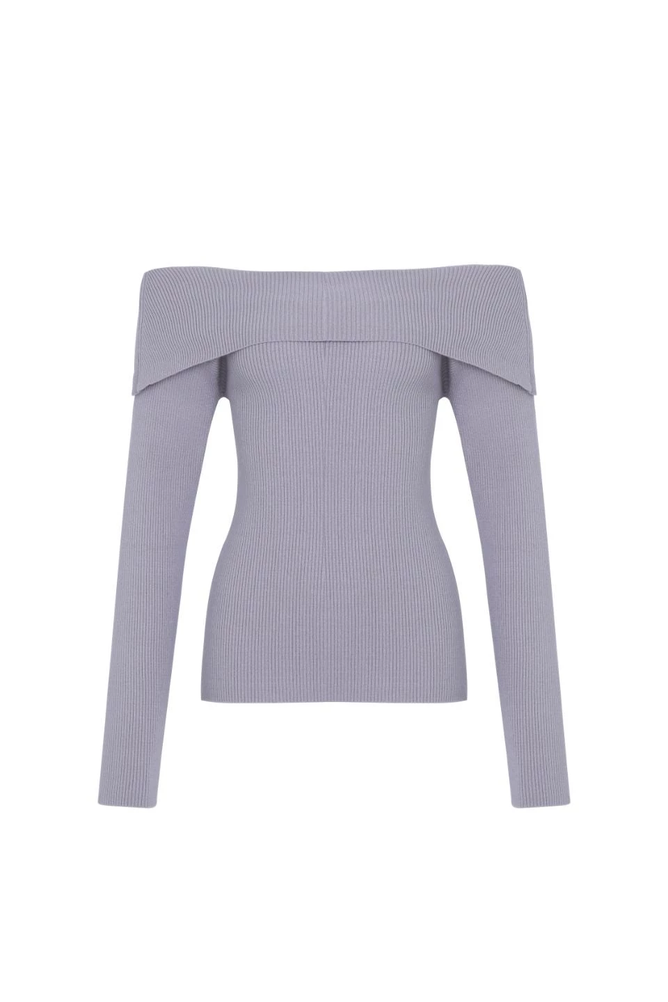 Among The Brave New In Sasha Dusty Lilac Off Shoulder Rib Knit Top