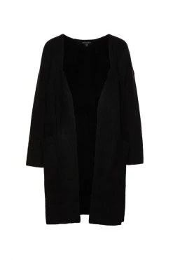 Among The Brave New In Secure Black Longline Knit Cardigan With Pockets