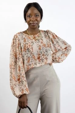 Ivy + Jack Selena Sand Floral Blouson LS Top Tops & Tees