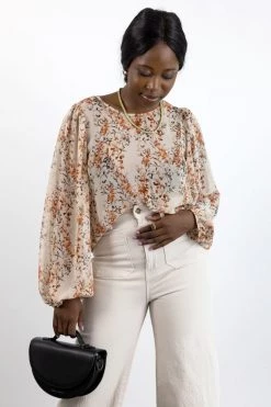 Ivy + Jack Selena Sand Floral Blouson LS Top Tops & Tees