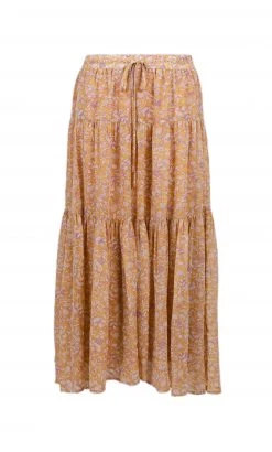 Among The Brave Sensational Spice Floral Georgette Tiered Tie Waist Maxi Skirt Skirts