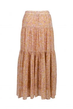 Among The Brave Sensational Spice Floral Georgette Tiered Tie Waist Maxi Skirt Skirts