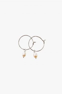 Audrey Loves Ruby Small Pearl Sterling Silver Hoop Earrings Jewellery
