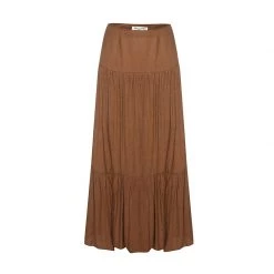 Ivy + Jack Stella Pecan Crinkle Deep Basque Tiered Midi Skirt