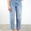 Among The Brave Molly Mid Blue Wide Leg Cropped Denim Jean