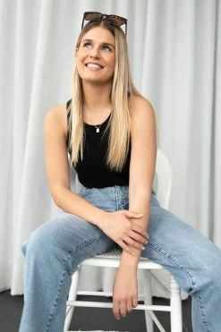 Among The Brave Molly Mid Blue Wide Leg Cropped Denim Jean