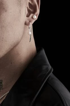 Stolen Purity Stud Pearl Earrings Silver