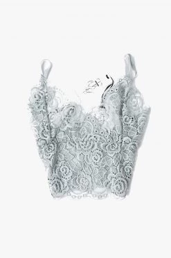 Queen Of The Foxes Strappy Soft Grey Lace Bralette