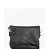 Federation Take Me Black Leather Fold Over Cross Body Gold Hardware Bag