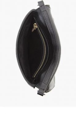 Federation Take Me Black Leather Fold Over Cross Body Gold Hardware Bag