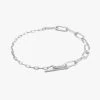 Ania Haie Chain Reaction Mixed Link T-Bar Silver Bracelet