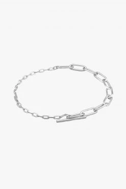Ania Haie Chain Reaction Mixed Link T-Bar Silver Bracelet