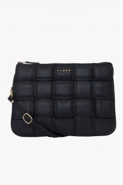 SABEN Bags The AM To PM Edit Tilly's Big Sis Crossbody Black Woven Leather Large Clutch