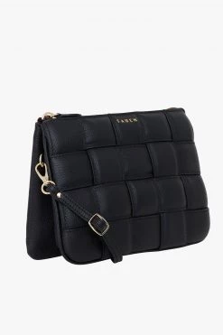SABEN Bags The AM To PM Edit Tilly's Big Sis Crossbody Black Woven Leather Large Clutch