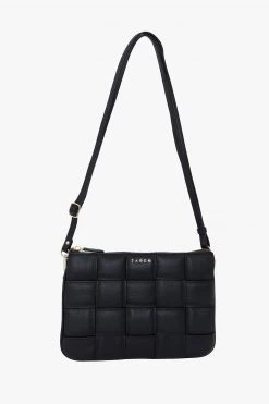 SABEN Bags The AM To PM Edit Tilly's Big Sis Crossbody Black Woven Leather Large Clutch