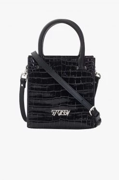Stolen Tour Buddy Black Croc Mini Cross Body Tote Bag