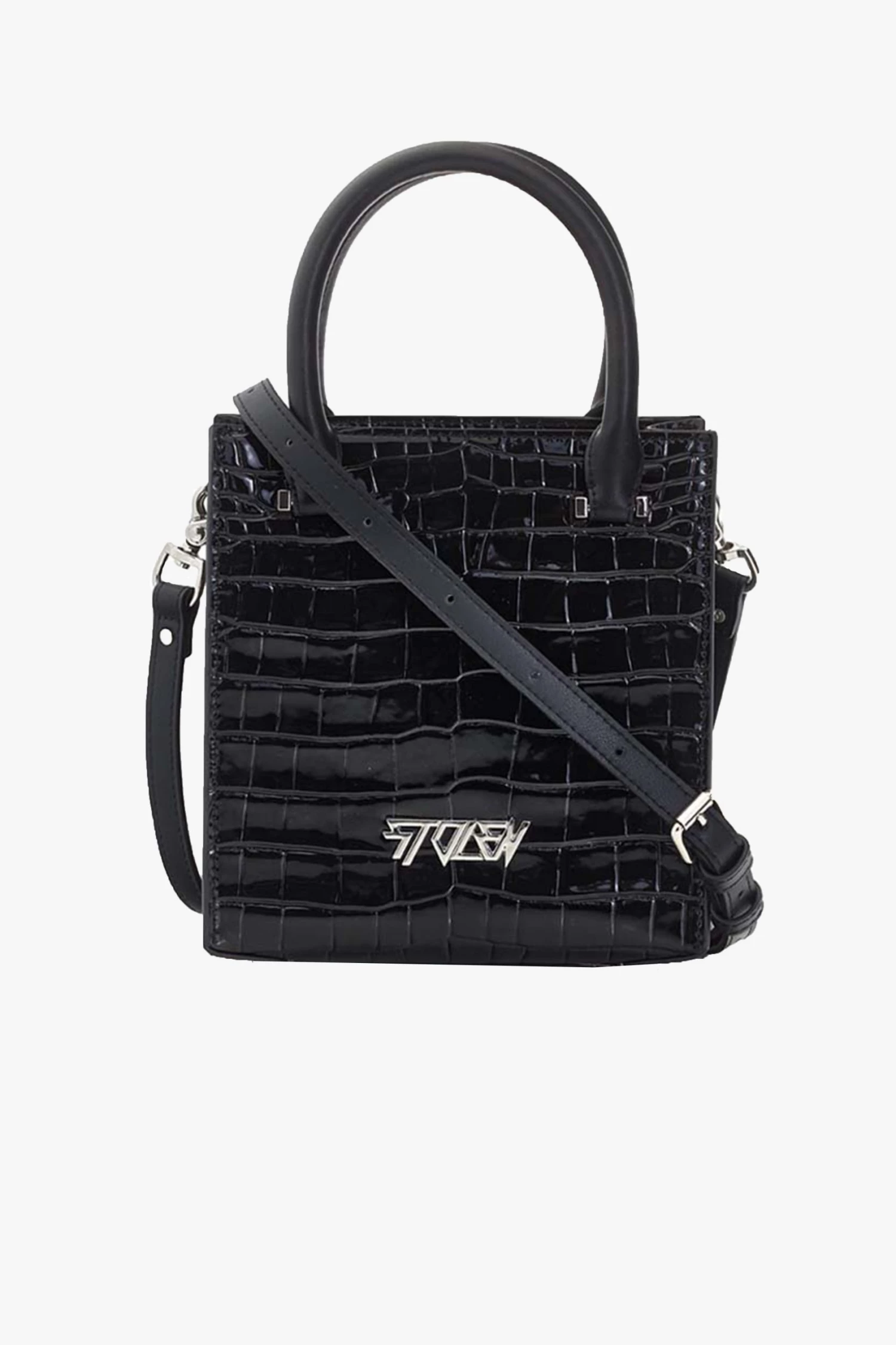 Stolen Tour Buddy Black Croc Mini Cross Body Tote Bag