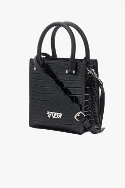 Stolen Tour Buddy Black Croc Mini Cross Body Tote Bag