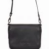 Federation Take Me Black Leather Fold Over Cross Body Gunmetal Hardware Bag Support Local