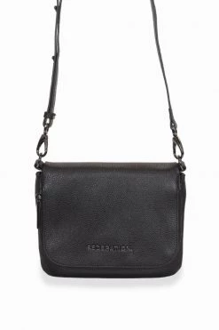 Federation Take Me Black Leather Fold Over Cross Body Gunmetal Hardware Bag Support Local