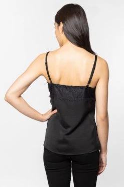 Ivy + Jack Loyal Black Satin Lace Trim Cami