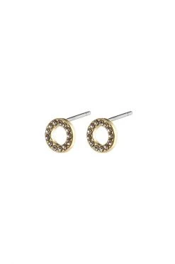 Pilgrim Tessa Preciosa Crystals On Small Gold Circle Studs