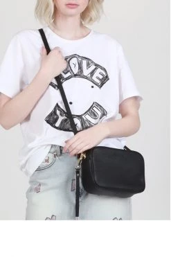 Federation The All Times Black Leather Cross Body Gunmetal Hardware Bag