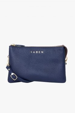 SABEN Bags The AM To PM Edit Tilly Multi Pocket French Navy Leather Crossbody Clutch
