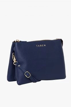SABEN Bags The AM To PM Edit Tilly Multi Pocket French Navy Leather Crossbody Clutch