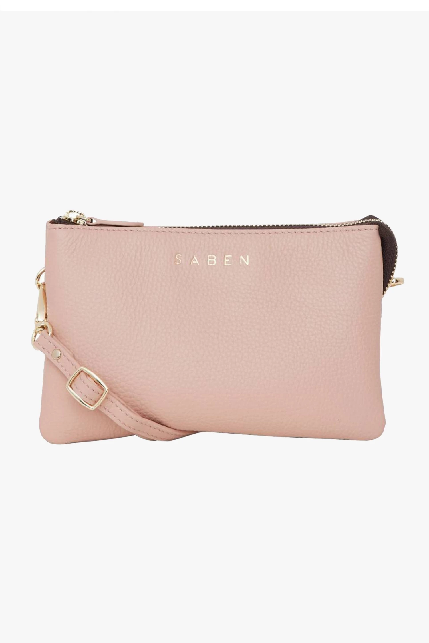 SABEN Bags Tilly Multi Pocket Tea Rose Leather Crossbody Clutch The Edit