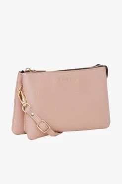 SABEN Bags Tilly Multi Pocket Tea Rose Leather Crossbody Clutch The Edit