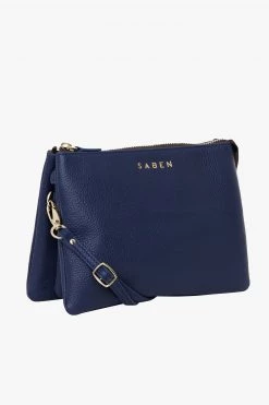 SABEN Bags Tilly's Big Sis Crossbody French Navy Leather Large Clutch