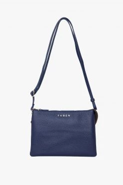 SABEN Bags Tilly's Big Sis Crossbody French Navy Leather Large Clutch