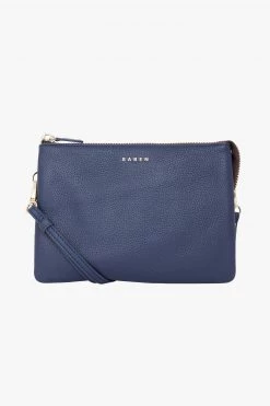 SABEN Bags Tilly's Big Sis Crossbody Navy Leather Large Clutch Support Local
