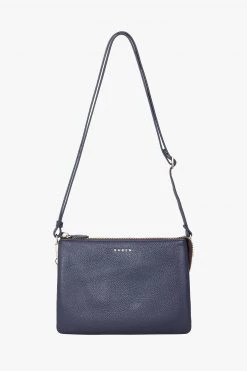 SABEN Bags Tilly's Big Sis Crossbody Navy Leather Large Clutch Support Local