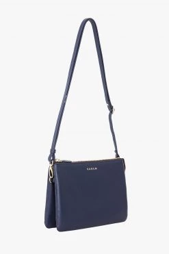 SABEN Bags Tilly's Big Sis Crossbody Navy Leather Large Clutch Support Local